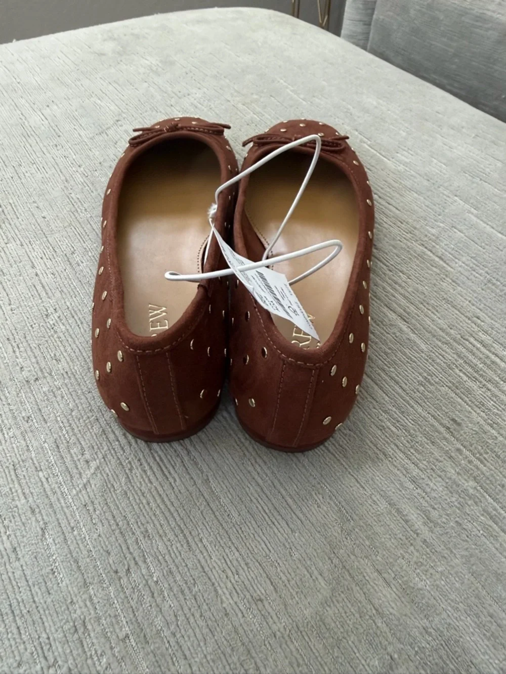 J.Crew Factory Studded Suede Ballet Flats Size 6 Rust Brown CL399 NWT